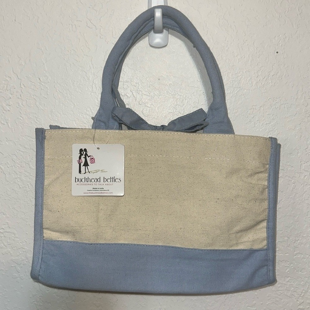 Buckhead Betties Harbor Bae Baby Blue Canvas Mini Tote Bag MT1-66385 NWT